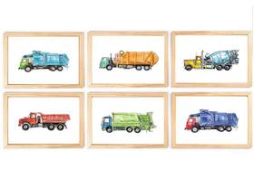 Kit quadro infantil caminhões transporte decorativo quarto criança bebê Kit quadro infantil caminhões transporte decorativo quarto criança bebê