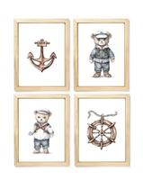 Kit quadro infantil decorativo urso marinheiro decorativo quarto bebê enxoval menino Kit quadro infantil decorativo urso marinheiro decorativo quarto bebê enxoval menino