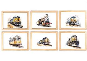 Kit quadro infantil ferroviária trem decorativo quarto criança bebê menino
