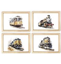 Kit quadro infantil ferroviário trem decorativo quarto menino enxoval bebê criança