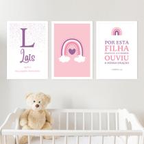 Kit Quadro Infantil Personalizado Envie o Nome8 20X30 3 pçs