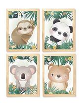 Kit quadro infantil safari decorativo quarto criança bebê enxoval