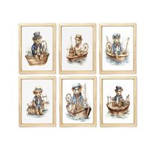 Kit quadro infantil urso náutico decorativo quarto criança bebê menino