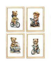Kit quadro infantil ursos motoristas decorativo quarto criança bebê enxoval Kit quadro infantil ursos motoristas decorativo quarto criança bebê enxoval