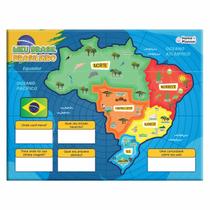 Kit Quadro Mapa do Brasil + Quebra Cabeça - Meu Brasil Brasileiro