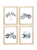 Kit quadro motocicleta decorativo infantil quarto criança bebê enxoval infantil menino