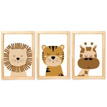 Kit Quadro Quarto Bebê Infantil Menino Safari Floresta 33x43 Kit Quadro Quarto Bebê Infantil Menino Safari Floresta 33x43