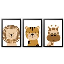 Kit Quadro Quarto Bebê Infantil Menino Safari Floresta 33x43 Kit Quadro Quarto Bebê Infantil Menino Safari Floresta 33x43