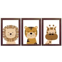 Kit Quadro Quarto Bebê Infantil Menino Safari Floresta 33x43 - Creative Cat Kit Quadro Quarto Bebê Infantil Menino Safari Floresta 33x43 - Creative Cat