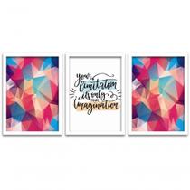 Kit Quadros 3 Pçs Mdf 30X40 Forma Frases 2 Moldura Branca Kit Quadros 3 Pçs Mdf 30X40 Forma Frases 2 Moldura Branca