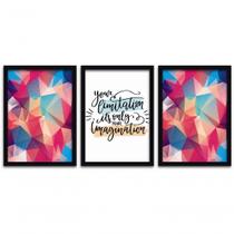 Kit Quadros 3 Pçs Mdf 30X40 Forma Frases 2 Moldura Preta Kit Quadros 3 Pçs Mdf 30X40 Forma Frases 2 Moldura Preta