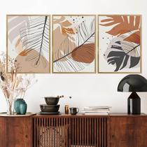 Kit Quadros Abstratos Tropical Moldura Mel Kit Quadros Abstratos Tropical Moldura Mel