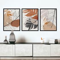 Kit Quadros Abstratos Tropical Moldura Preta Kit Quadros Abstratos Tropical Moldura Preta