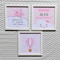 Kit quadros Aquele que te guarda não dorme balão céu