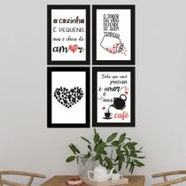 Kit Quadros Cantinho Café Decoração Cozinha 4 Peças Kit Quadros Cantinho Café Decoração Cozinha 4 Peças
