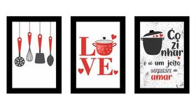 Kit Quadros Cozinha Love Decoração Frases 3 Peças 20x28cm Kit Quadros Cozinha Love Decoração Frases 3 Peças 20x28cm