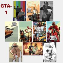 Kit Quadros De Jogos Gta Plaquinhas Para Decoração 10 Unidades 13x20