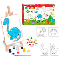 Kit Quadros De Pintura Infantil Dinossauros Com Cavalete - Nig Brinquedos
