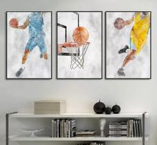 Kit Quadros Decoração 5 pçs Basquete Esporte"