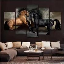 Kit Quadros Decoração 5 pçs cavalos "