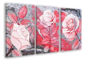 Kit Quadros Decoração 5 pçs Floral Rosa Decoração"