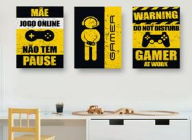 Kit Quadros Decoração 5 pçs Gamers Do Not Disturb"