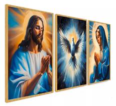 Kit Quadros Decoração 5 pçs Jesus Maria"