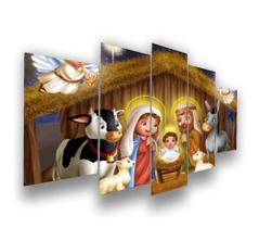 Kit Quadros Decoração 5 pçs nascimento de Jesus"