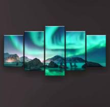 Kit Quadros Decoração Aurora Boreal Verde " Kit Quadros Decoração Aurora Boreal Verde "
