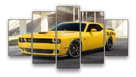 Kit Quadros Decoração Carro Mustang Amarelo" Kit Quadros Decoração Carro Mustang Amarelo"