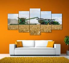 Kit Quadros Decoração Colhedeira Milho Soja Grãos"