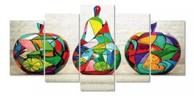 Kit Quadros Decoração Frutas Abstrato"