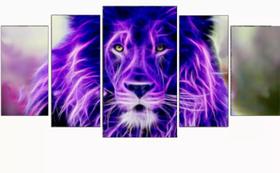 Kit Quadros Decoração Leão Roxo" Kit Quadros Decoração Leão Roxo"
