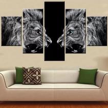 Kit Quadros Decoração Leoes Duelo De Leoes Feroz"