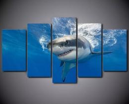Kit Quadros Decoração Tubarão Branco Fundo Do Mar"