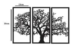 Kit Quadros Decorativo Árvore Da Vida 3 Peças 13x30 Mosaico