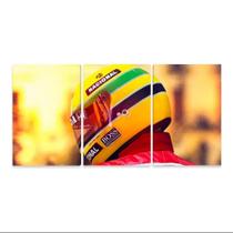 kit quadros decorativos 3 peças capacete senna"