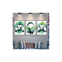 Kit quadros decorativos 3 peças tema hora do jogo video game controles para parede quarto sala