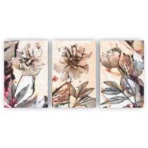 Kit Quadros Decorativos 3Peças 60X40 Floral Flores Aquarela Kit Quadros Decorativos 3Peças 60X40 Floral Flores Aquarela