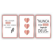 Kit Quadros Decorativos 3Peças 60X40 Religioso Nunca Sorte Kit Quadros Decorativos 3Peças 60X40 Religioso Nunca Sorte