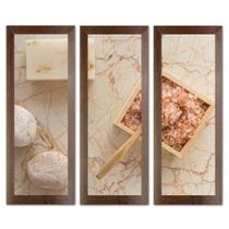 Kit Quadros Decorativos Banheiro Lavabo Flores Sabonete spa pedras velas aromáticas 60cm