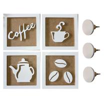 Kit Quadros Decorativos Cantinho do Café e Ganchos de parede Kit Quadros Decorativos Cantinho do Café e Ganchos de parede