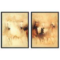 Kit Quadros Decorativos Cavalos em Galope Majestoso