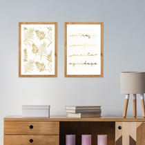 Kit Quadros Decorativos Espelhados Gratidão Moldura Mel