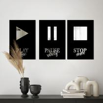 Kit Quadros Decorativos Espelhados Music Prata Kit Quadros Decorativos Espelhados Music Prata