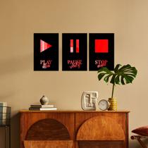 Kit Quadros Decorativos Espelhados Music Vermelho