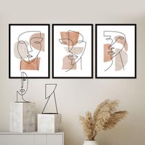 Kit Quadros Decorativos faces Abstratas Moldura Preta Kit Quadros Decorativos faces Abstratas Moldura Preta