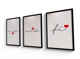 Kit quadros decorativos - Família, gratidão e fé