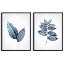 Kit Quadros Decorativos Foliagem Azul Outonal