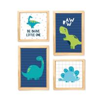 Kit Quadros Decorativos Infantis Dinossauro Be Brave